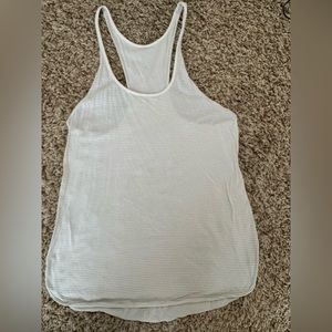 Gray and white striped lululemon tank